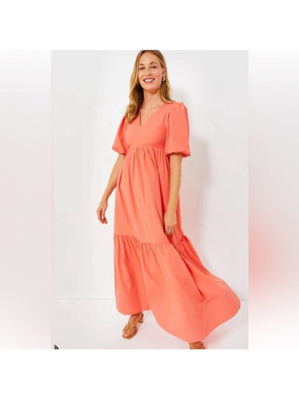 Tuckernuck Hyacinth House Taryn Cotton‎ Puff Sleeve Tiered Maxi Dress Small